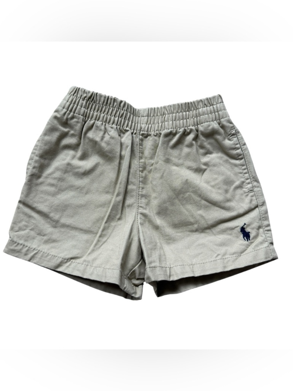 Ralph Lauren Khaki Elastic Waist Shorts Blue Pony Casual Preppy 3 Months Baby